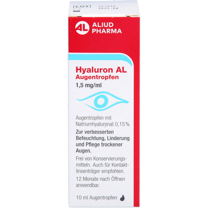 Hyaluron AL Augentropfen 1,5 mg/ml zur verbesserten Befeuchtung der Augen, 10 ml Solution