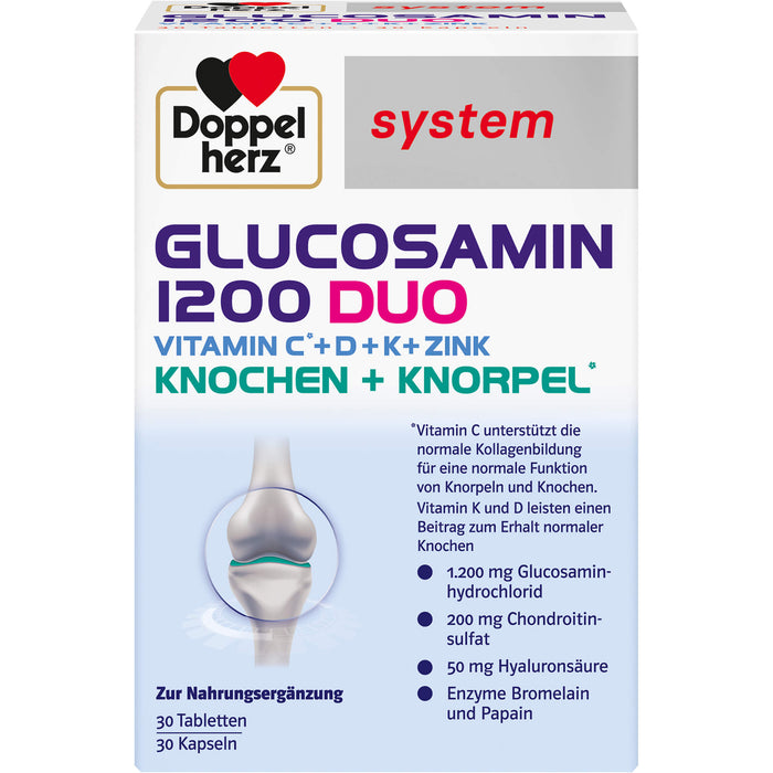 Doppelherz Glucosamin 1200 Duo für Knochen und Knorpel Tabletten und Kapseln, 60 pc Comprimés et gélules