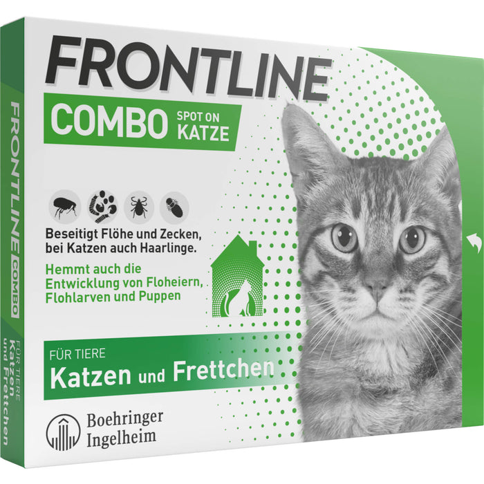 FRONTLINE Combo Spot on Pipetten gegen Flöhe und Zecken für Katzen und Frettchen, 6 pc Pipettes