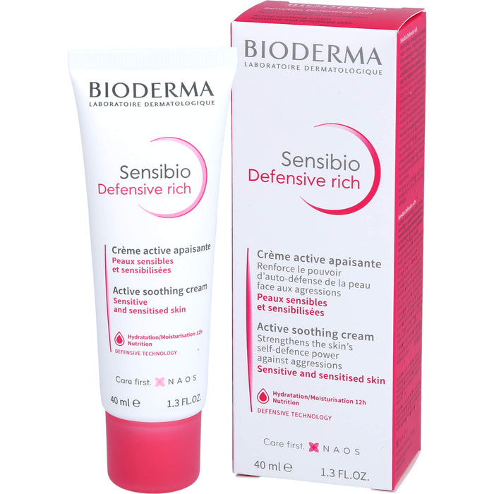 BIODERMA Sensibio Defensive rich Creme stärkt die Haut gegen Umwelteinflüsse, 40 ml Cream