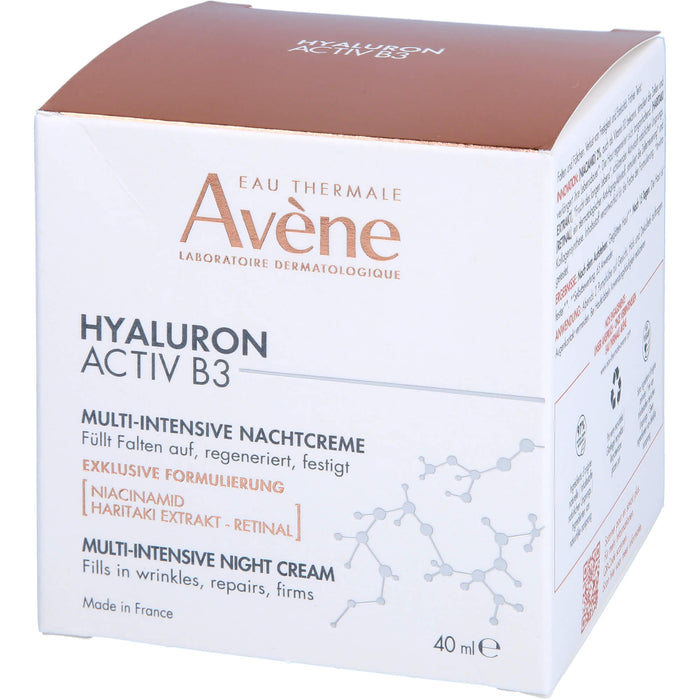 Avène Hyaluron Activ B3 Multi-intensive Nachtcreme - Anti-Aging Pflege gegen Falten mit Niacinamid, 40 ml Crème