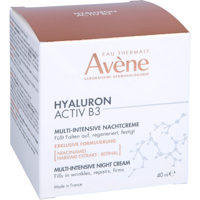 Avène Hyaluron Activ B3 Multi-intensive Nachtcreme - Anti-Aging Pflege gegen Falten mit Niacinamid, 40 ml Cream