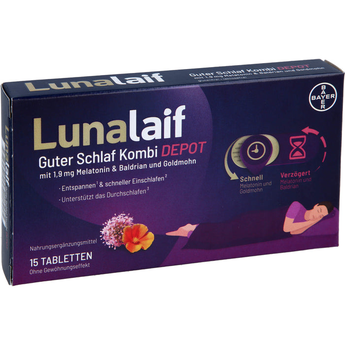 Lunalaif Guter Schlaf Kombi Depot mit 1,9 mg Melatonin Tabletten, 15 St. Tabletten