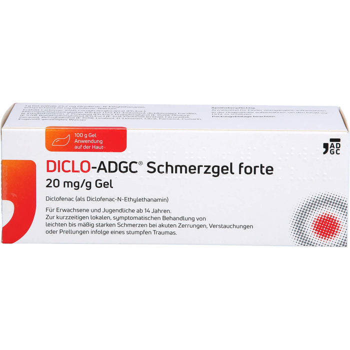 DICLO-ADGC Schmerzgel forte 20 mg/g Gel bei leichten bis mäßig starken Schmerzen bei akuten Zerrungen, Verstauchungen oder Prellungen, 100 g Gel