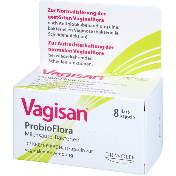 Vagisan ProbioFlora Milchsäure-Bakterien Hartkapseln ur Normalisierung der gestörten Scheidenflora nach Antibiotikabehandlung einer bakteriellen Vaginose, 8 pc Capsules