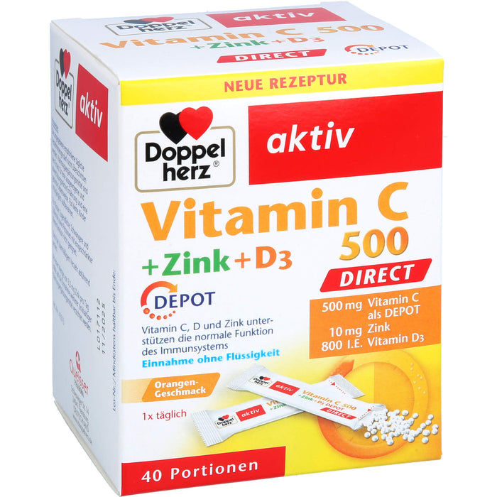 Doppelherz Vitamin C 500+Zink+D3 Depot Direct, 40 St PEL