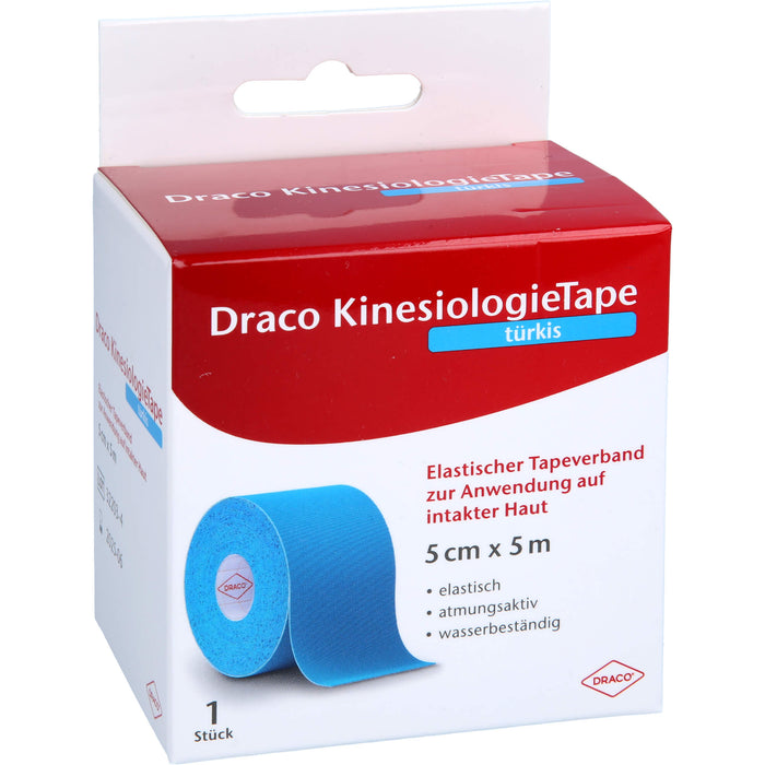 Draco KinesiologieTape 5 cm x 5 m türkis elastischer Tapeverband, 1 pc pansement