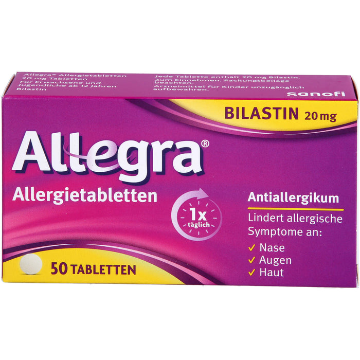 Allegra 20 mg Allergietabletten lindert allergische Symptome, 50 pc Tablettes