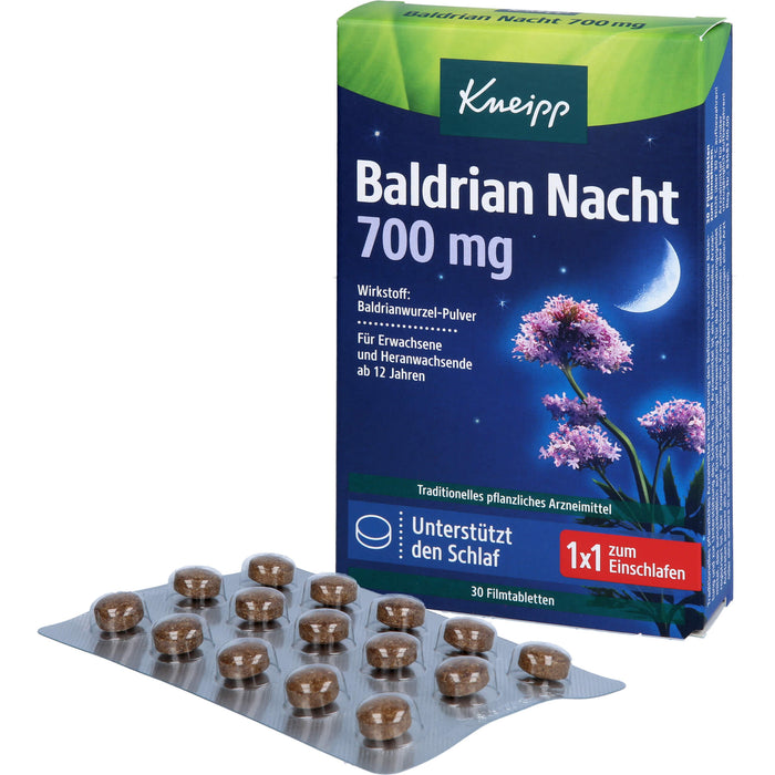 Kneipp Baldrian Nacht 700 mg Tabletten unterstützt den Schlaf, 30 pcs. Tablets