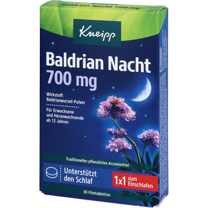 Kneipp Baldrian Nacht 700 mg Tabletten unterstützt den Schlaf, 30 St. Tabletten