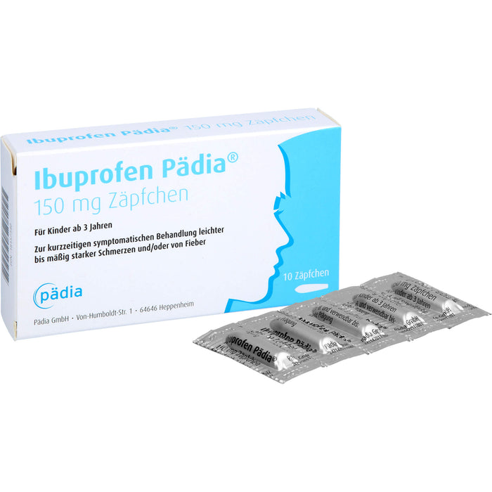 Pädia Ibuprofen 150 mg Zäpfchen bei Schmerzen und Fieber, 10 St. Zäpfchen