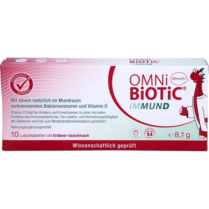 OMNi-BiOTiC iMMUND Lutschtabletten mit Erdbeer-Geschmack trägt zu einer normalen Funktion des Immunsystems bei, 10 pc Tablettes