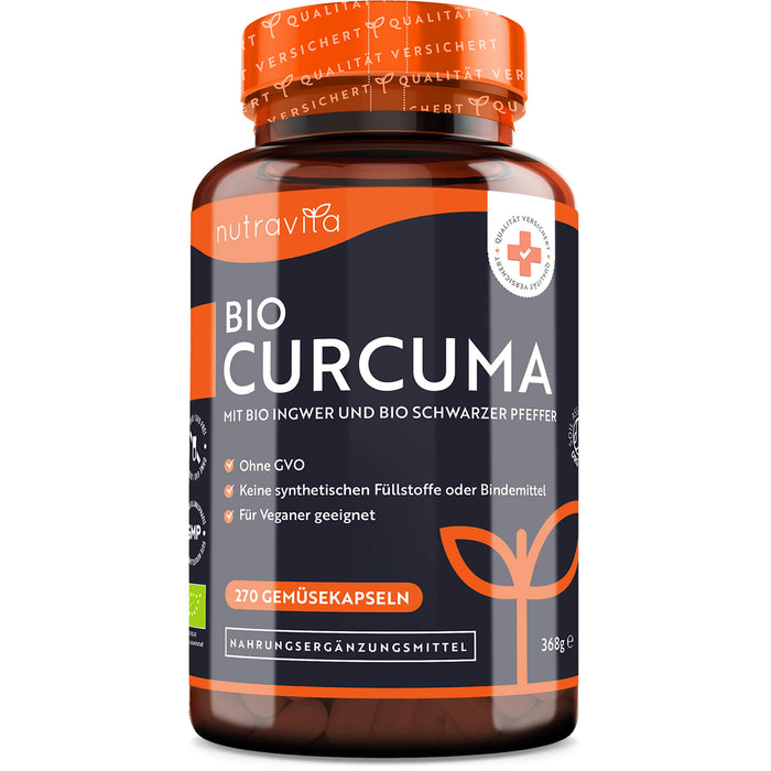 Bio Curcuma mit Bio Ingwer + Bio schw. Pfeffer veg, 270 St KAP