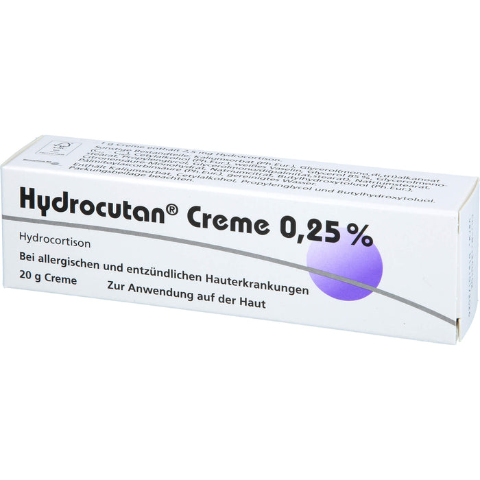 Hydrocutan Creme 0,25 % bei allergischen und entzündlichen Hauterkrankungen, 20 g Creme