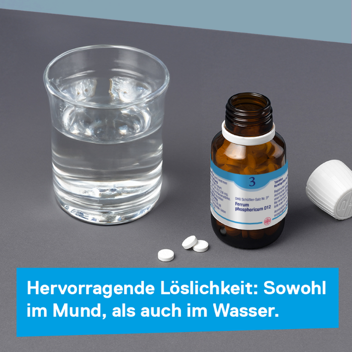 DHU Schüßler-Salz Nr. 3 Ferrum phosphoricum D6 – Das Mineralsalz des Immunsystems – das Original – umweltfreundlich im Arzneiglas, 900 St. Tabletten