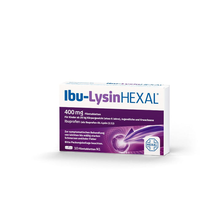 Ibu-Lysin Hexal 400 mg Filmtabletten bei Schmerzen und Fieber, 10 St. Tabletten