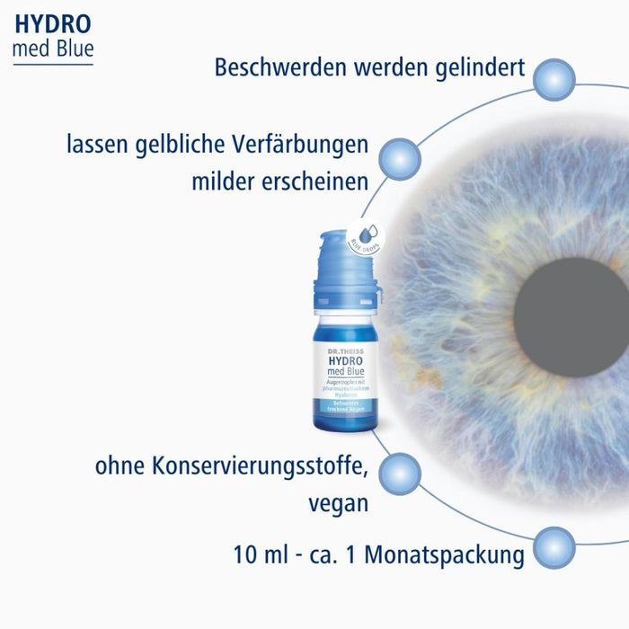 DR. THEISS Hydro med Blue Augentropfen Befeuchtung und Pflege trockener Augen, 10 ml Lösung