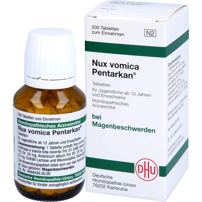 DHU Nux vomica Pentarkan Tabletten bei Magenbeschwerden, 200 pc Tablettes