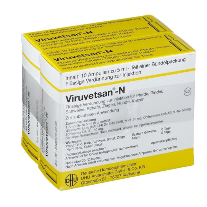 DHU Viruvetsan N flüssige Verdünnung zur Injektion für Pferde, Rinder, Schweine, Schafe, Ziegen, Katzen und Hunde, 20 pc Ampoules