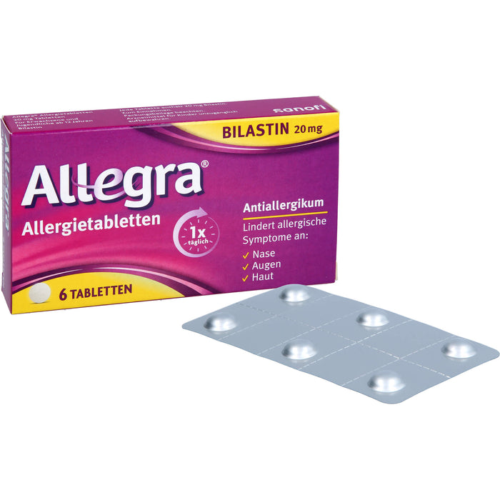 Allegra 20 mg Allergietabletten lindert allergische Symptome, 6 pcs. Tablets