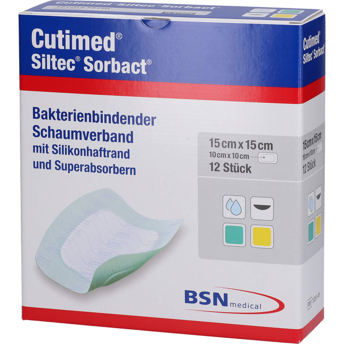 Cutimed Siltec Sorbact B 15x15cm, 12 St KOM