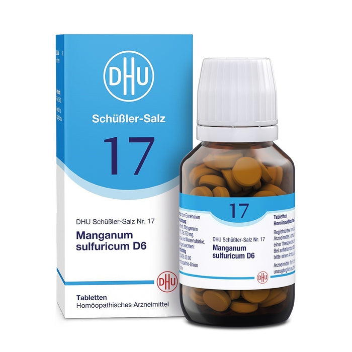 DHU Schüßler-Salz Nr. 17 Manganum sulfuricum D6 – Das Mineralsalz der Blutbildung – das Original – umweltfreundlich im Arzneiglas, 200 pc Tablettes