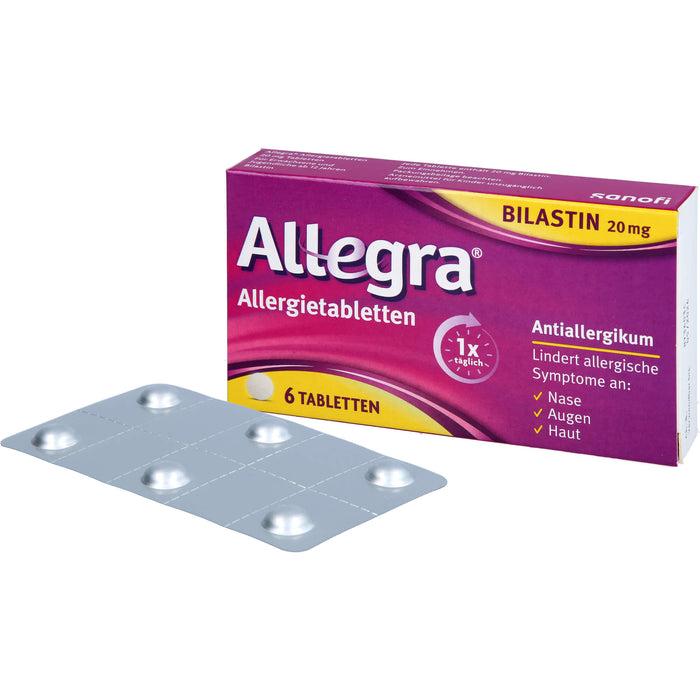 Allegra 20 mg Allergietabletten lindert allergische Symptome, 6 St. Tabletten