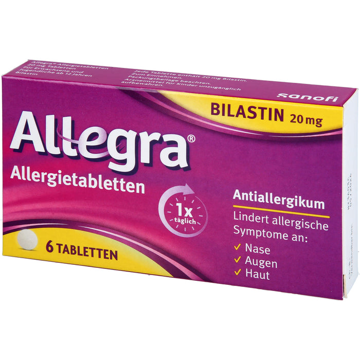 Allegra 20 mg Allergietabletten lindert allergische Symptome, 6 pcs. Tablets