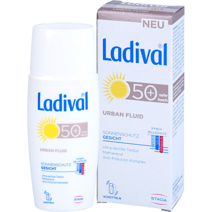 Ladival Urban Fluid LSF 50+ mattierender Gesichts-Sonnenschutz für jeden Tag mit ultra-leichter Textur und Anti-Pollution Komplex, 50 ml Crème