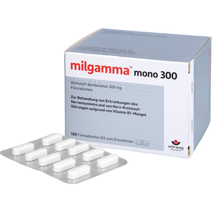 milgamma mono 300 Filmtabletten bei Erkrankungen des Nervensystems und von Herz-Kreislauf-Störungen, 100 pc Tablettes