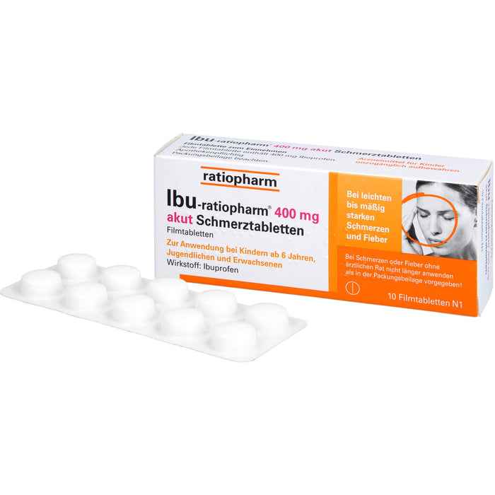 IBU-ratiopharm akut 400 mg akut Schmerztabletten, 10 pc Tablettes