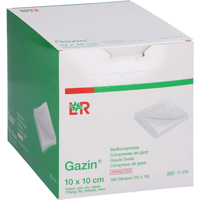 Gazin Mullkompresse 10x10cm 12fach steril, 10X10 St KOM