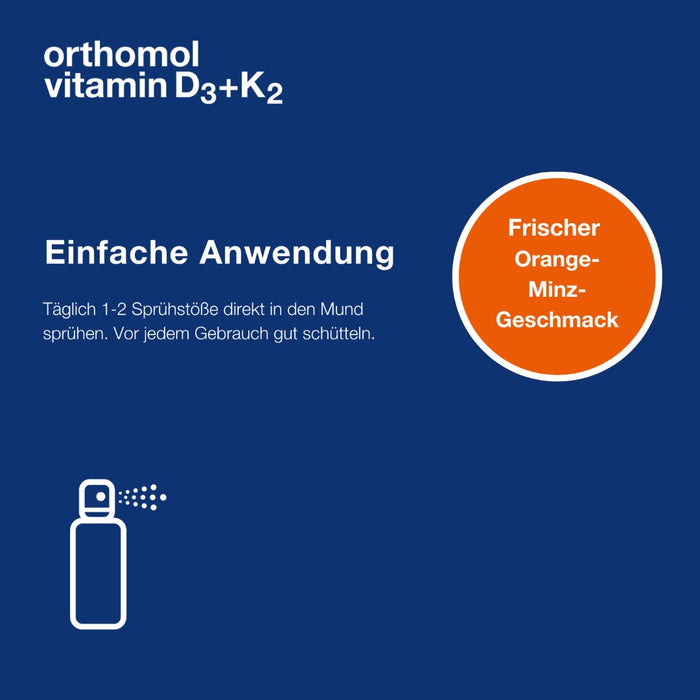 Orthomol Vitamin D3+K2 Spray - Nahrungsergänzungsmittel mit Vitamin D3, Vitamin K2 und Ingwerextrakt - 130 Sprühstöße, 20 ml Spray