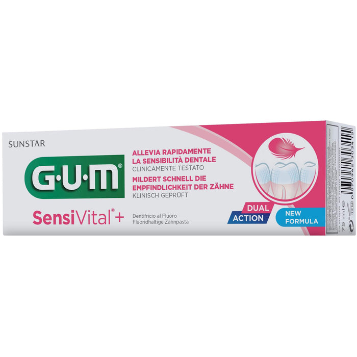 GUM SensiVital+ Zahnpasta mildert schnell die Empfindlichkeit der Zähne, 75 ml Dentifrice