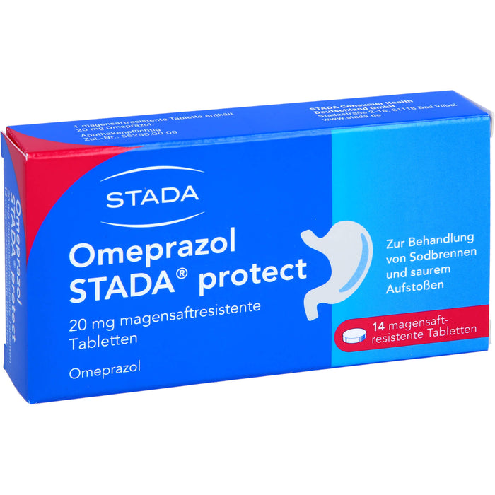 Omeprazol STADA protect 20 mg Tabletten bei Sodbrennen, 14 pc Tablettes