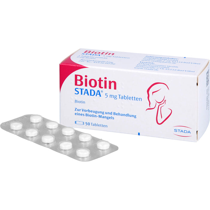 STADA Biotin Tabletten zur Vorbeugung und Behandlung eines Biotin-Mangels, 50 pcs. Tablets