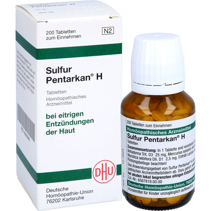 DHU Sulfur Pentarkan H Tabletten bei eitrigen Entzündungen der Haut, 200 pcs. Tablets