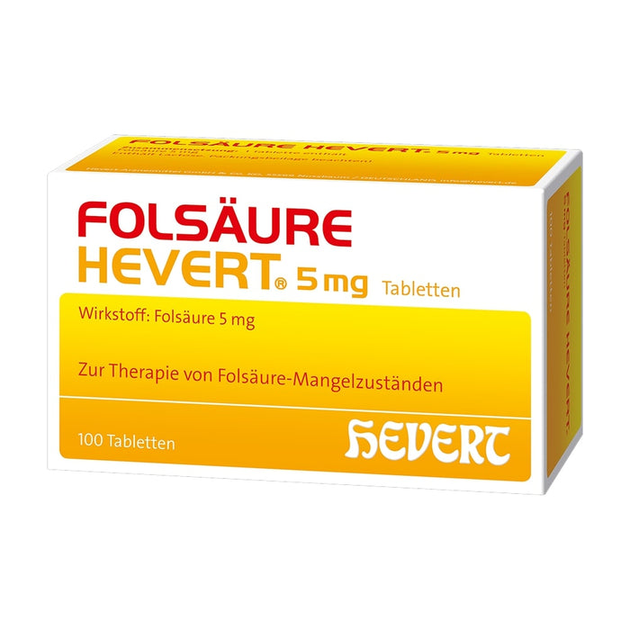 HEVERT Folsäure 5 mg Tabletten bei einem Folsäuremangel, 100 pcs. Tablets