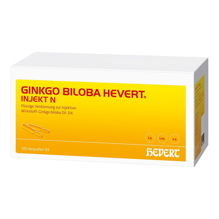 Ginkgo biloba Hevert injekt N mit einem Auszug aus erntefrischen Ginkgoblättern, 100 St. Ampullen