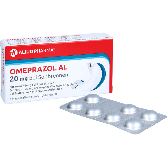 Omeprazol AL 20 mg Tabletten bei Sodbrennen, 7 pc Tablettes