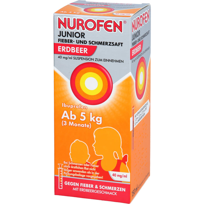 Nurofen Junior Fieber- und Schmerzsaft Erdbeer 40 mg/ml Suspension zum Einnehmen, 150 ml Solution