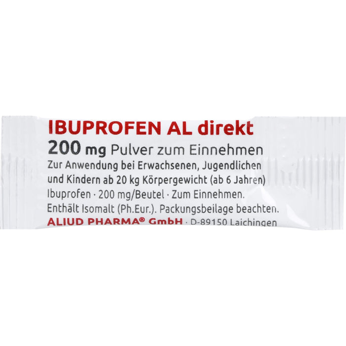 AL Ibuprofen direkt 200 mg Pulver bei Schmerzen und Fieber, 20 pc Poudre