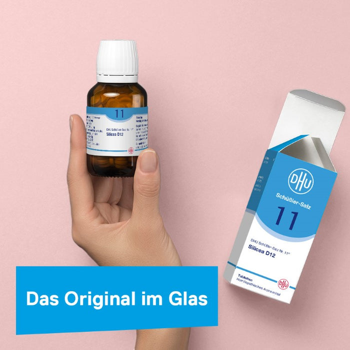 DHU Schüßler-Salz Nr. 11 Silicea D12 – Das Mineralsalz der Haare, der Haut und des Bindegewebes – das Original – umweltfreundlich im Arzneiglas, 200 St. Tabletten