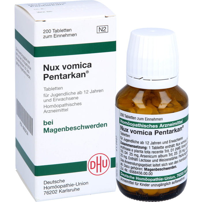 DHU Nux vomica Pentarkan Tabletten bei Magenbeschwerden, 200 St. Tabletten