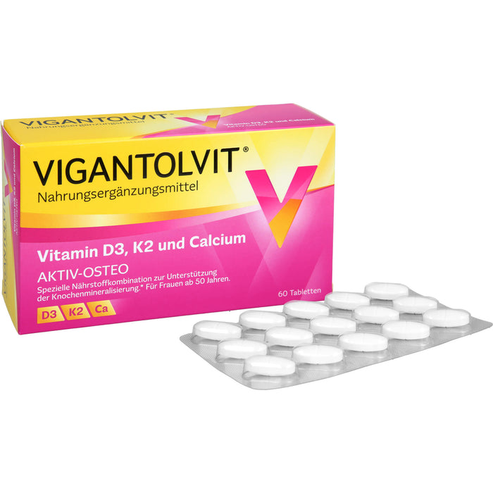 VIGANTOLVIT Vitamin D3, K2 und Calcium Tabletten, 60 St. Tabletten