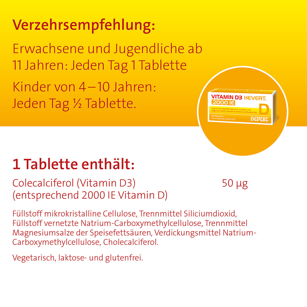 Vitamin D3 Hevert 2000 IE, 60 St. Tabletten Hevert-Testen