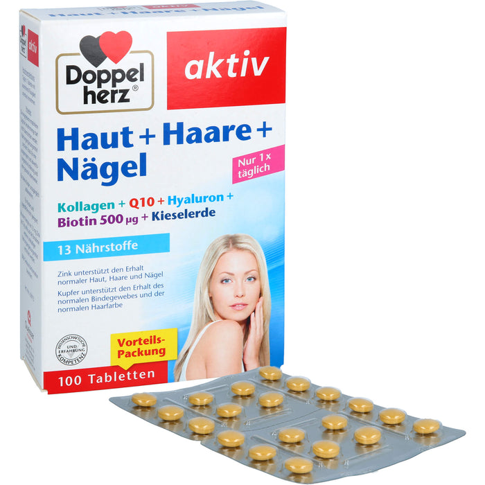 Doppelherz Haut + Haare + Nägel, 100 St TAB