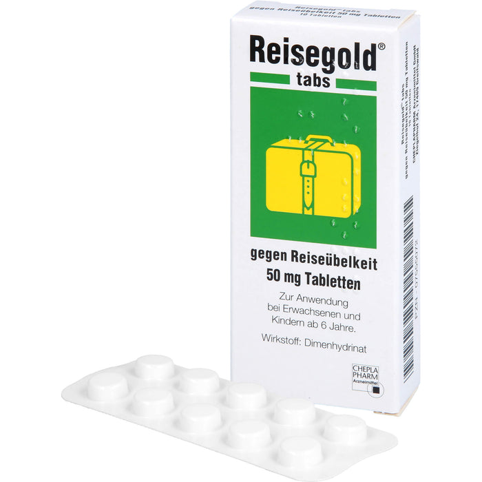 Reisegold tabs Tabletten gegen Reiseübelkeit, 10 pc Tablettes