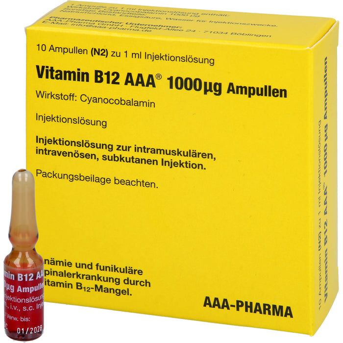 Vitamin B12 AAA 1000 µg Ampullen, 10 pcs. Ampoules