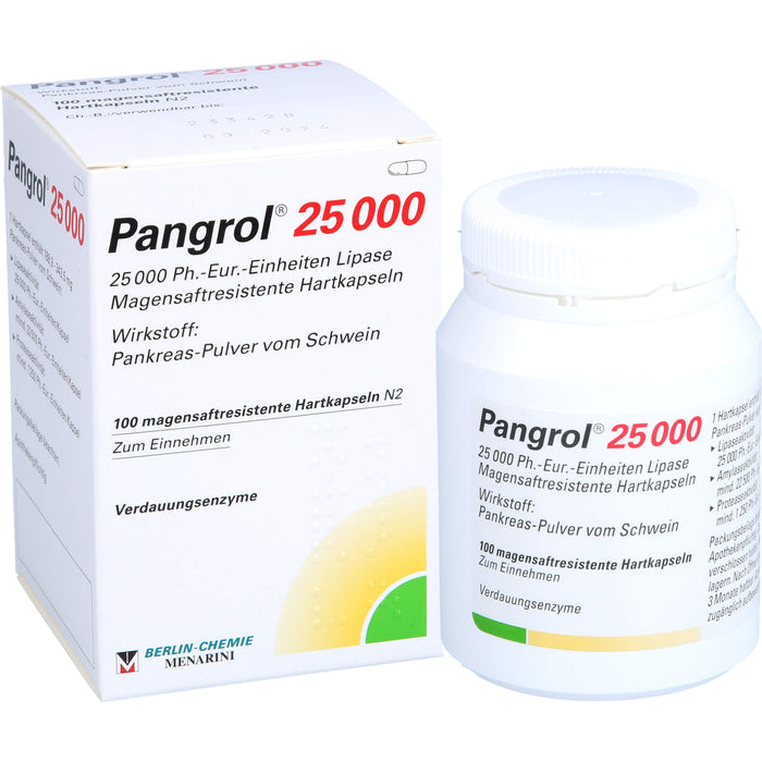 Pangrol 25 000, 25 000 Ph.-Eur.-Einheiten Lipase Magensaftresistente Hartkapseln, 100 pcs. Capsules